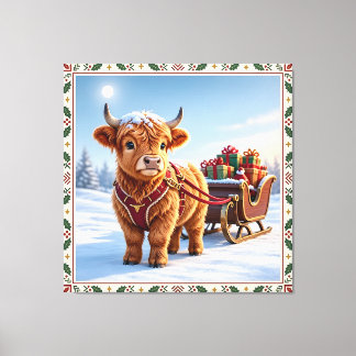 Highland-Kuh Weihnachten Leinwanddruck