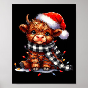 Highland-Kuh Weihnachten Santa-Hut Mooey Xmas Färs Poster