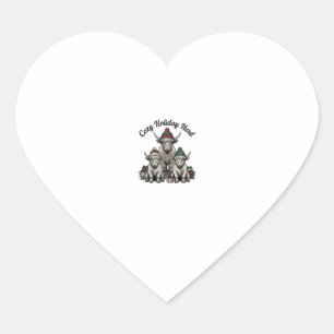 Highland-Kuh-Weihnachten Vintage-Feiertags-Herde-K Herz-Aufkleber
