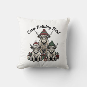 Highland-Kuh-Weihnachten-Vintage-Feiertags-Herde-K Kissen