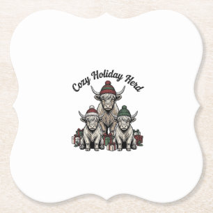 Highland-Kuh-Weihnachten Vintage-Feiertags-Herde-K Untersetzer