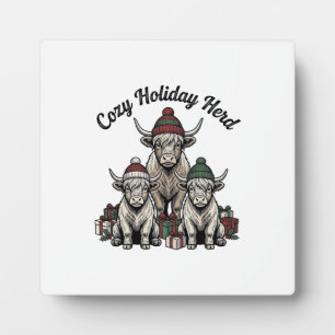 Highland-Kuh-Weihnachten-Vintage-Urlaub-Herde-Kuns Fotoplatte