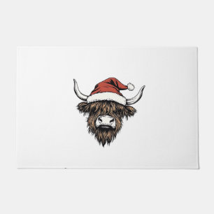 Highland-Kuh Weihnachten Xmas Santa Wollig Farm Fußmatte