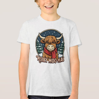 Highland-Kuh-Weihnachtsemblem, süßer ländlicher Wi Tri-Blend Shirt