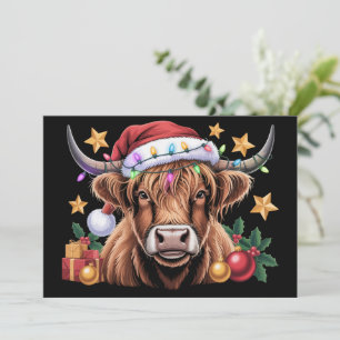 Highland-Kuh-Weihnachtsfärsen-Landwirt-Tierliebhab Feiertagskarte