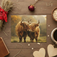 Highland Kühe in Liebe Postkarte