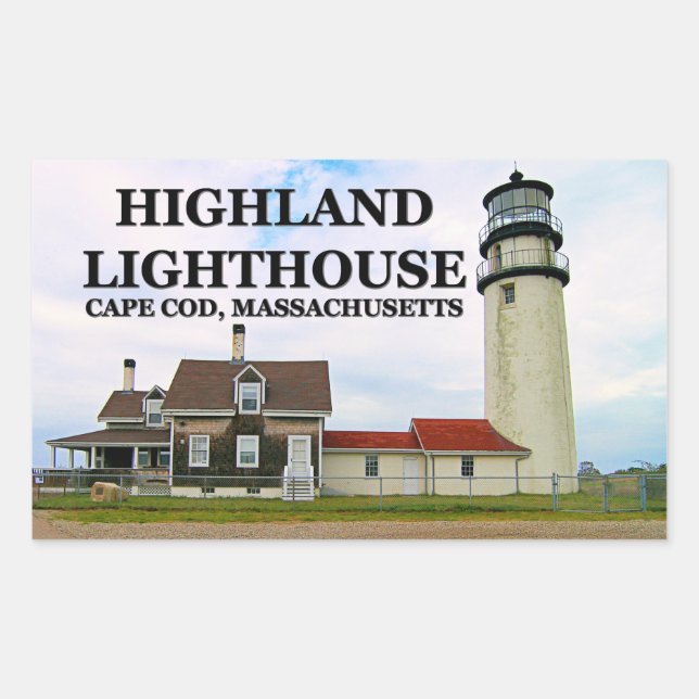 Highland Lighthouse, Cape Cod, Massachusetts Rechteckiger Aufkleber (Vorderseite)