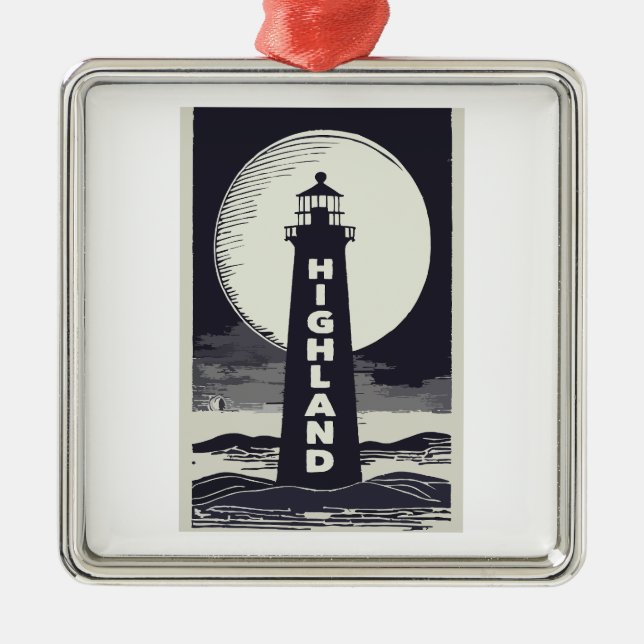 Highland Lighthouse Massachusetts Moon Ornament Aus Metall (Vorne)