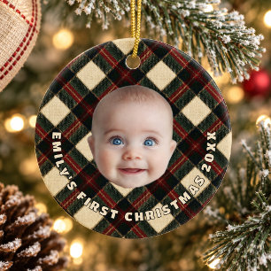 Highland Lodge Karo Baby Erstes Weihnachtsfoto Keramik Ornament