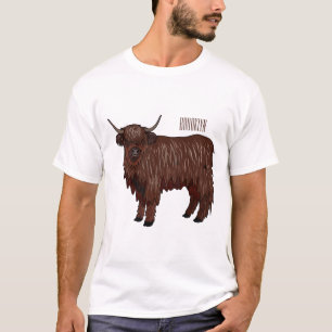 Highland-Rind Cartoon-Illustration T-Shirt