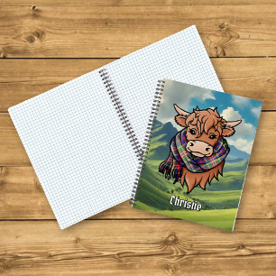 Highland-Rind mit Christie-Tartan-Schal Notizbuch