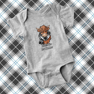 Highland-Rind mit Forbes-Dress-Tartan-Schal Baby Strampler