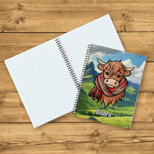 Highland-Rind mit Munro-Tartan-Schal Notizbuch