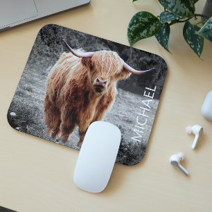 Highland-Rind Schottland Personalisierter Name Mousepad