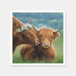 Highland-Rind zeigt Zuneigung Serviette