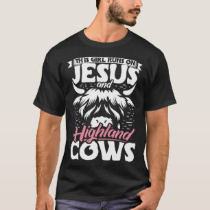 Highland-Rinder Auf Jesus Läuft Dieses Mädchen Und T-Shirt