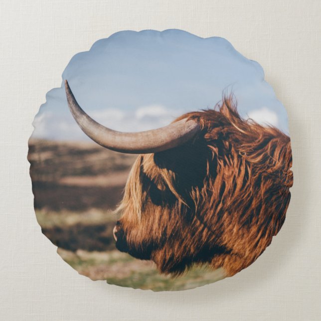 HIGHLAND RUNDES KISSEN (Vorderseite)