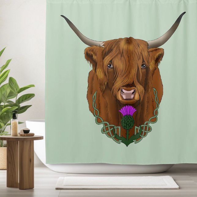 Highland Scottish Cow Lila Celtic Knot Work Duschvorhang (Von Creator hochgeladen)