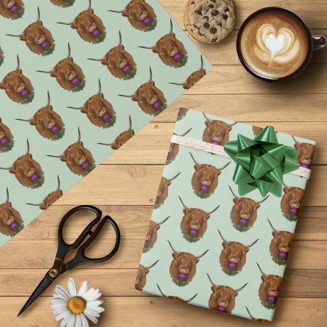 Highland Scottish Cow Lila Celtic Knot Work Geschenkpapier (Von Creator hochgeladen)