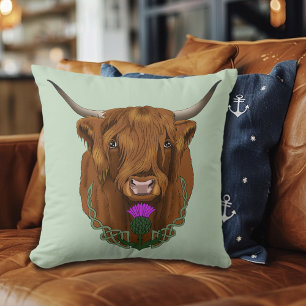 Highland Scottish Cow Lila Celtic Knot Work Kissen