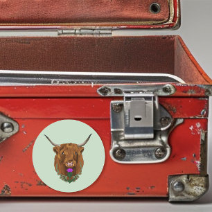 Highland Scottish Cow Lila Celtic Knot Work Runder Aufkleber