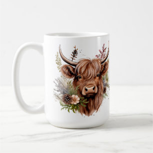 Highland Scottish Cow mit Blume, anpassbar Kaffeetasse