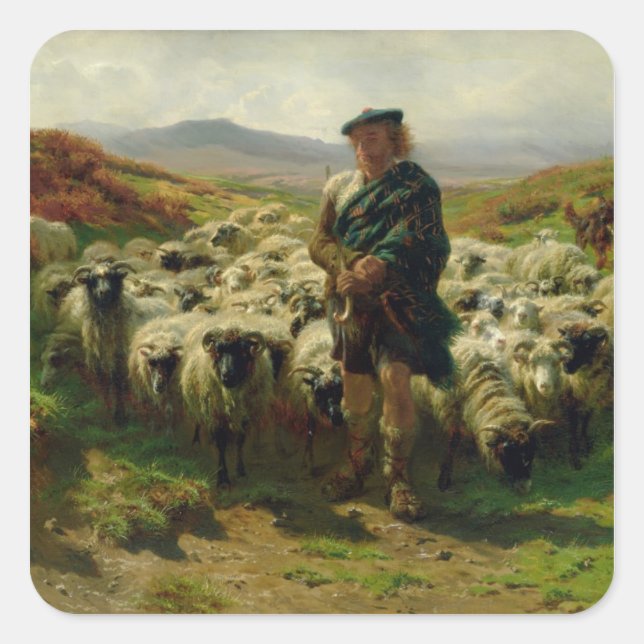 Highland Shepherd, 1859 Quadratischer Aufkleber (Vorderseite)