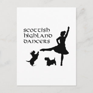 Highland Tänzer Scottie Hunde Postkarte
