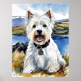 Highland Terrier - Dog Art Print Poster