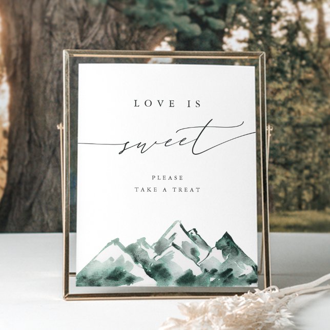 Highland | Watercolor Mountain Dessert Table Sign Poster (Von Creator hochgeladen)