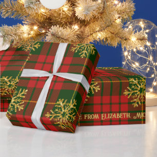 Highland Weihnachten Tartan Gold Snowflake Persona Geschenkpapier