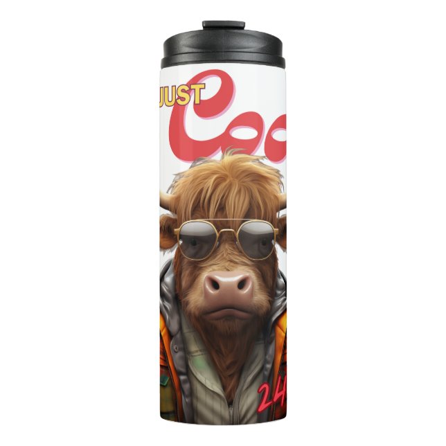 Highlander Kuh "I'm Just Cool" 24/7 Thermosbecher (Vorderseite)