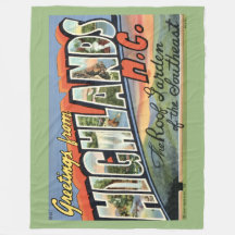 Highlands NC Retro Postkarten-Fleece-Decke