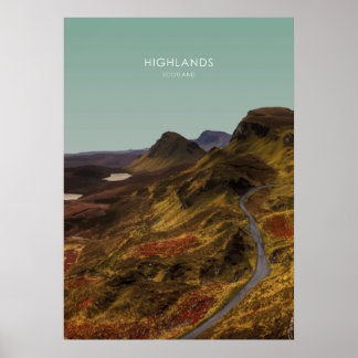 Highlands, Schottland-Reise-Illustration Poster