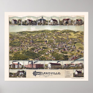 Highlandville, panoramische Karte MAs - 1887 Poster