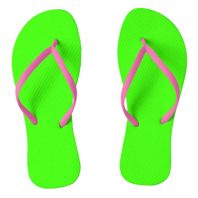 Highlighter Neon Green Solid Color Flip Flops (Fußbett)