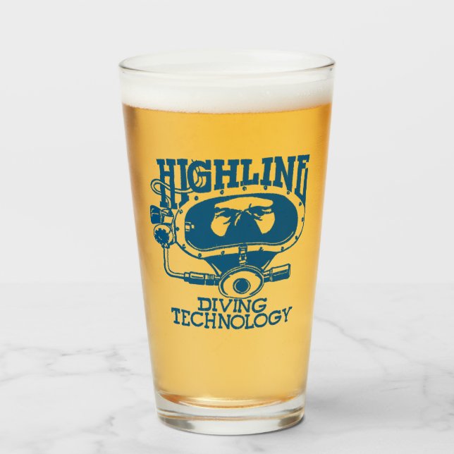 Highline Diving Technology Retro-Logo Glas (Vorne (Gefüllt))