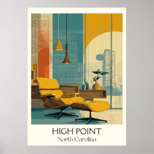 Highpoint NC Vintag Modernes Interieur Art Poster