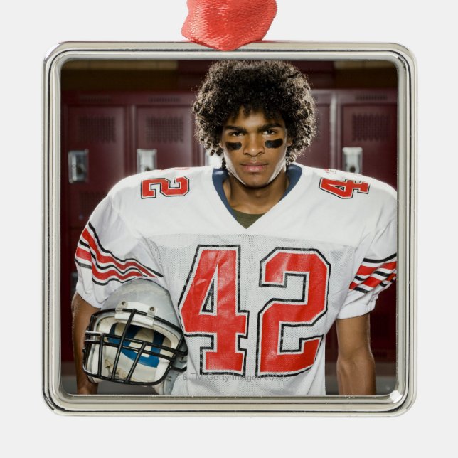 Highschool Fußballspieler Silbernes Ornament (Vorne)