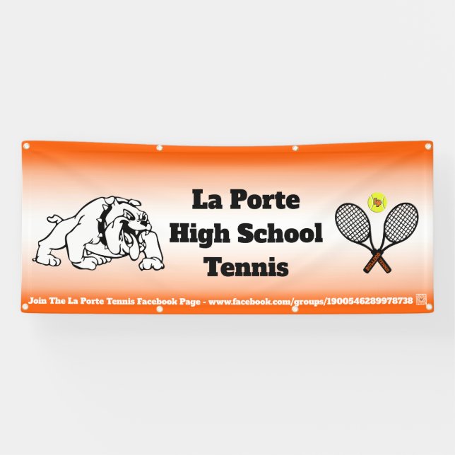 Highschool Tennis mit QR Code zu Website Fahne Banner (Horizontal)