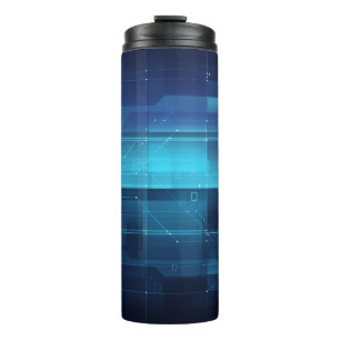 Hightech- digitaler Hintergrund Thermosbecher
