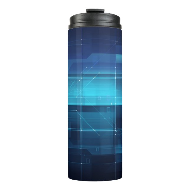 Hightech- digitaler Hintergrund Thermosbecher (Vorderseite)