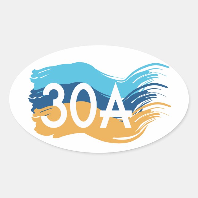 Highway 30A Florida Beach Swash Design Ovaler Aufkleber (Vorderseite)