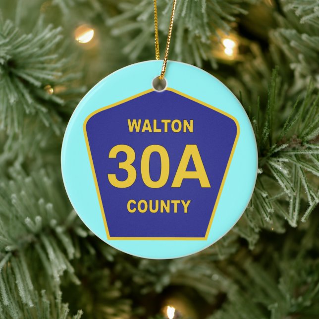 Highway 30A Walton Landkreis Florida Schild Keramikornament (Baum)