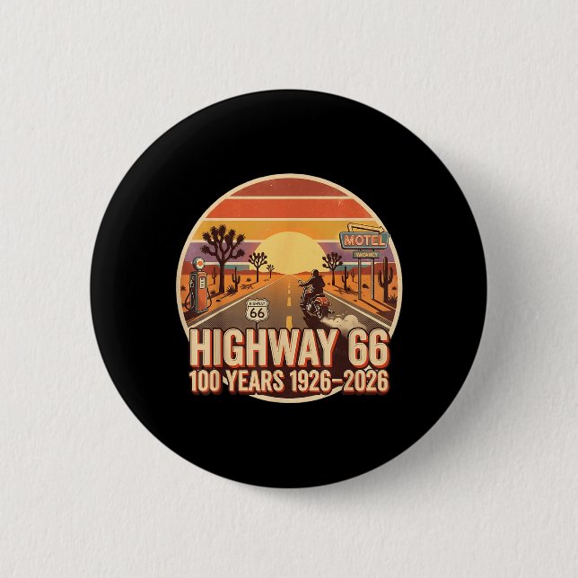 Highway 66 100 Jahre 1926-2026 Biker Centennial Button (Vorderseite)