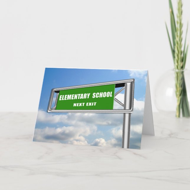 Highway ExitSignieren Abschluss Grundschule Nächst Einladung (Vorderseite)