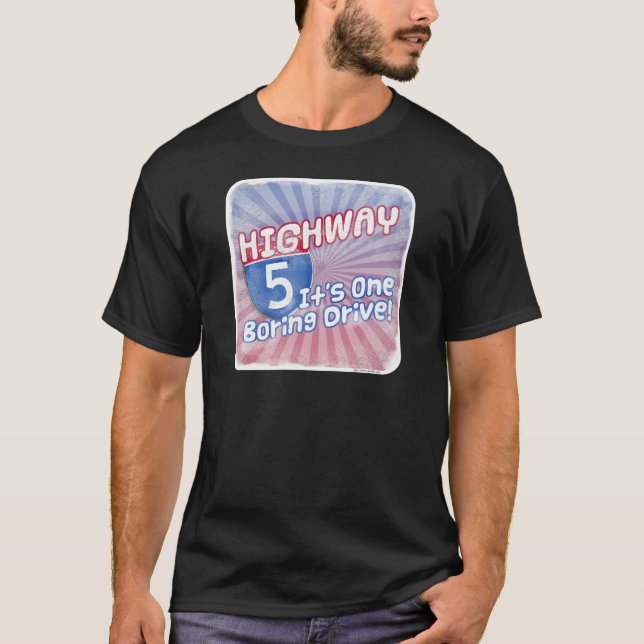 Highway Five Boredom Slogan Cartoon T-Shirt (Vorderseite)