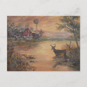 Highway Pond Hirsch Postkarte