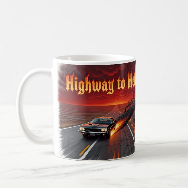 Highway to Hell Rockmusik Feuer Kaffeetasse (Links)