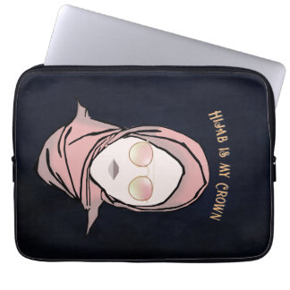 Hijab ist meine Krone Illustration Black Brown Gol Laptopschutzhülle